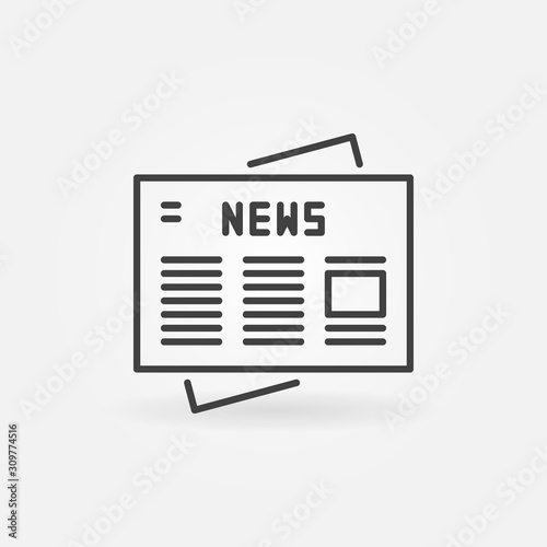 Newspaper vector minimal concept icon or sign in outline style