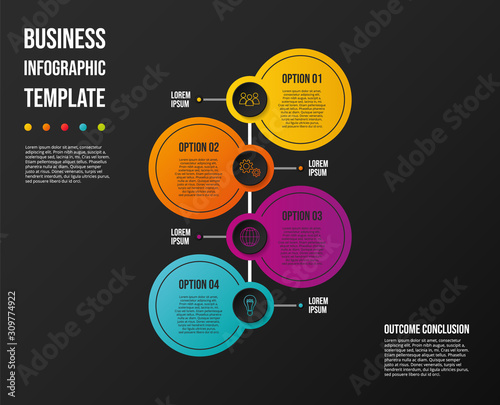 Colorful chart with business symbols - infographic template. Vector