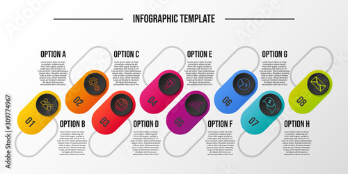 Colorful infograph with business symbols. Vector