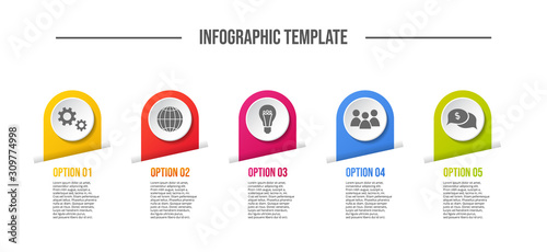 Chart with colorful business icons - infographic template. Vector