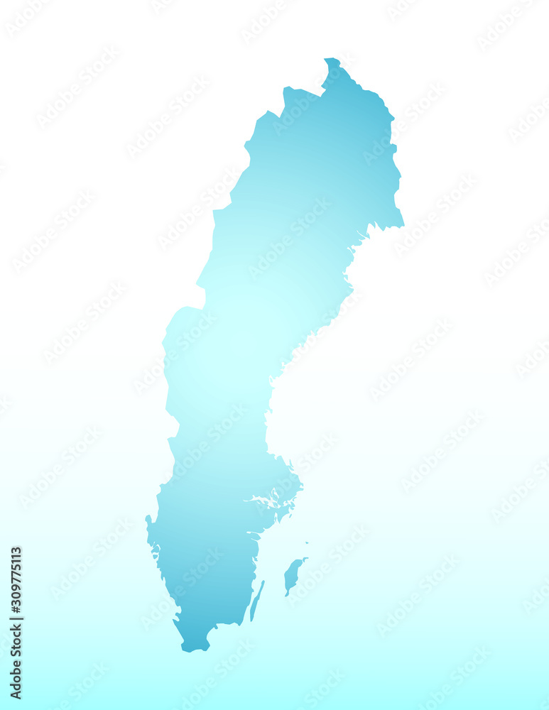 Fototapeta premium Blue Sweden map ice with dark and light effect vector on light background illustration
