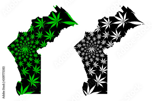 Cabinda Province (Provinces of Angola, Republic of Angola) map is designed cannabis leaf green and black, Kabinda (Portuguese Congo, Tchiowa) map made of marijuana (marihuana,THC) foliage.... photo