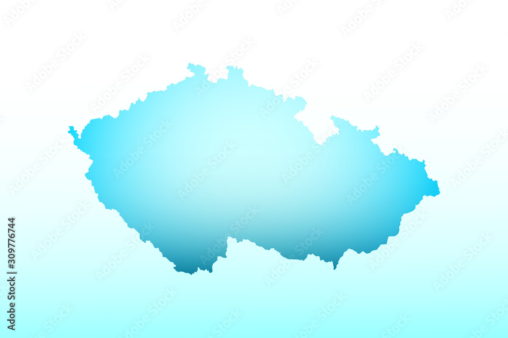 Blue Czech Republic map ice with dark and light effect vector on light background illustration