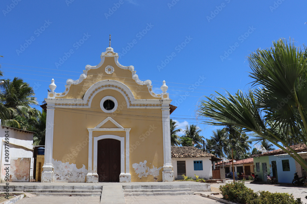 Old colonial church in Sao Miguel dos Milagres, Alagoas, Brazil 