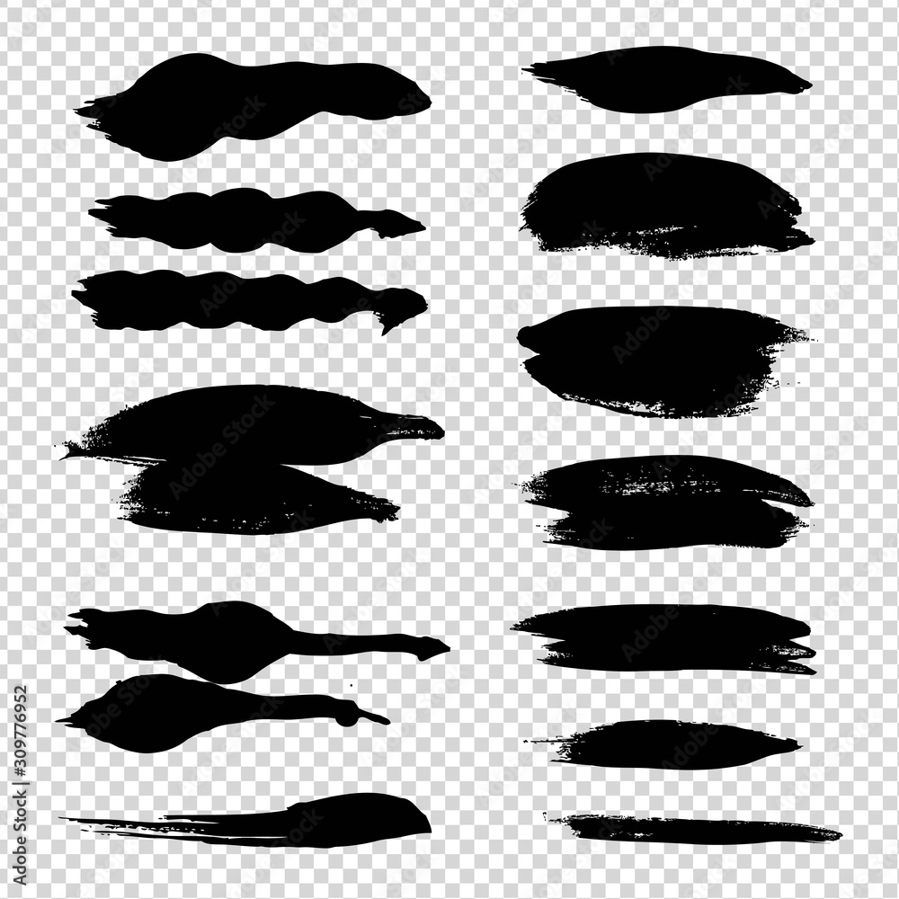 Brush strokes straight and wavy shapes isolated on imitation transparent background Brush strokes straight and wavy shapes isolated on imitation transparent background