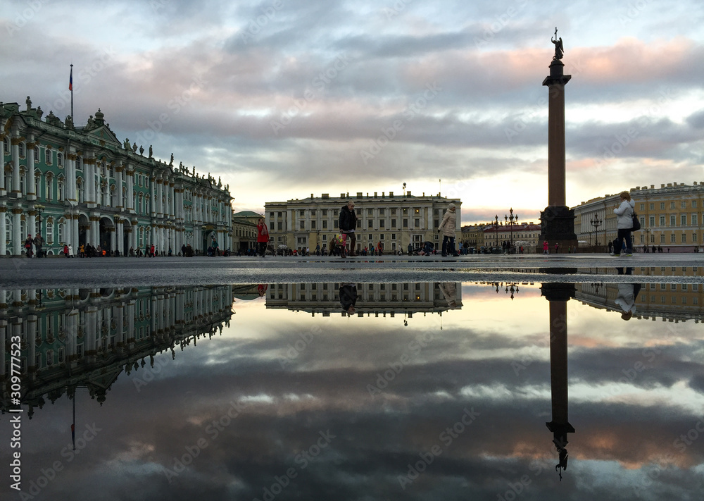 View of Palace Square at sunset