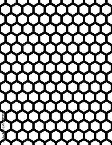 strict abstract background with hexagons. vector. black and white