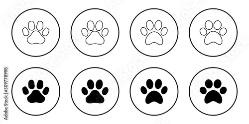 Paw icon vector on white background, Paw Print icon, Dog or cat paw. 