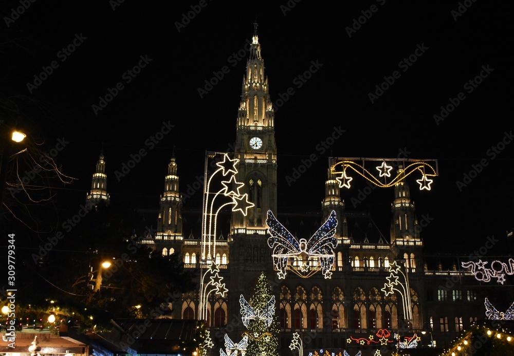 Vienna town hall square Christmas decorated 2018