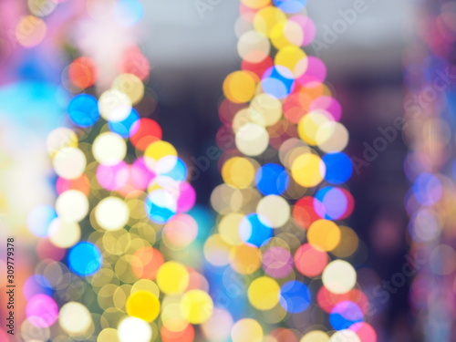 bokeh from shooting table tennis lights colorful lighting, blue red green orange black white yellow color blurred of background,Merry Christmas Day