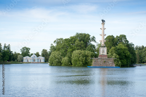 Saint Petersburg. Chesma column in Tsarskoye Selo Park. photo