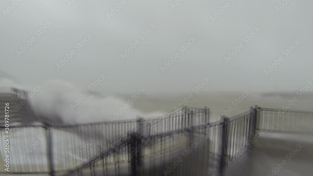 Huge Waves Crash Over Sea Wall Flooding Coastline - Vong Huge Waves Crash Over Sea Wall Flooding Coastline - Vong