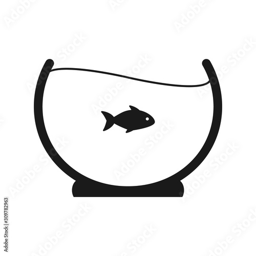 Fish bowl, aquarium vector icon. Logotype design.
