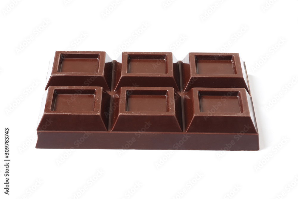 Fototapeta premium Black chocolate bar isolated on a white background.