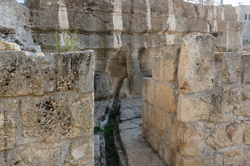 Archaeological excavations of the crusader fortress located on the site of the tomb of the prophet Samuel on Mount Joy near Jerusalem in Israel photo