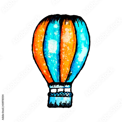 vector watercolor hot air balloon
