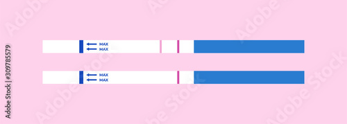 Pregnancy or ovulation positive and negative test top view on pink background. Female reproductive, planning of pregnancy concept. Vector illustration for banner, website, ad