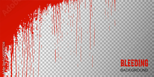 Abstract Happy Halloween background with red blood drops on  transparent texture. Bleeding effect on white glass window. Vector illustration