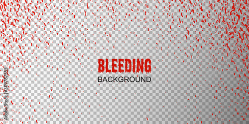 Abstract Happy Halloween background with red blood drops on  transparent texture. Bleeding effect on white glass window. Vector illustration