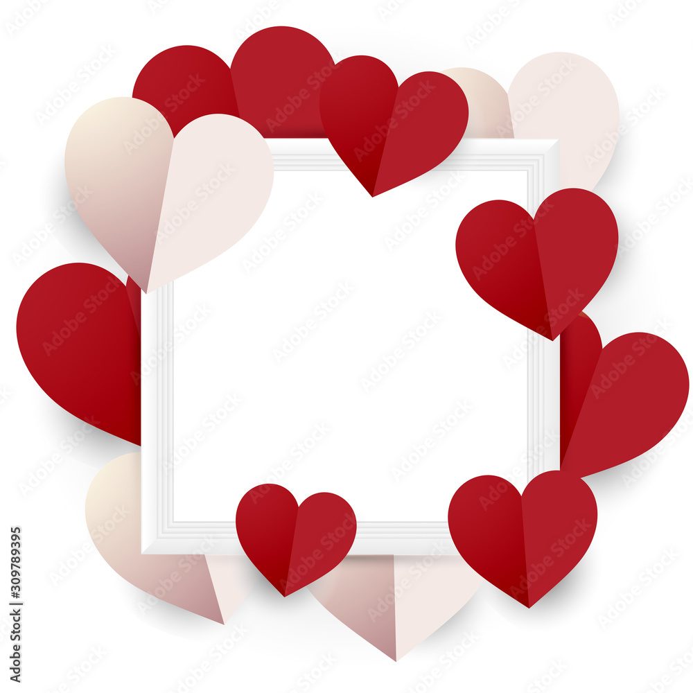 frame background of heart ornaments