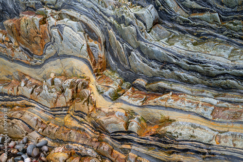 Playa del Silencio - Asturias, Spain - details of a beautiful rock structure.