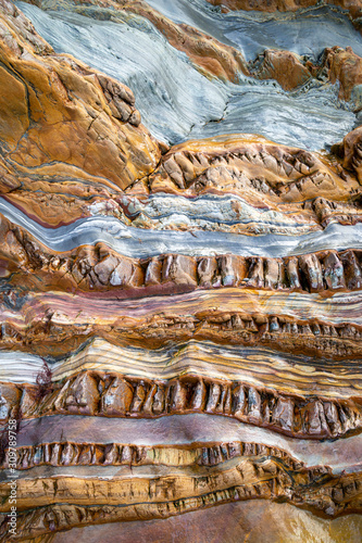 Obraz na płótnie Playa del Silencio - Asturias, Spain - details of a beautiful rock structure