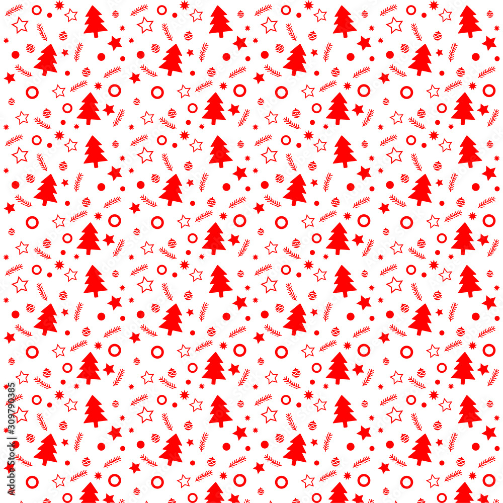 Abstract pattern of christmas ornaments - tree, toys, branch. Background vector for Xmas and New Year greeting card, celebration invitation, packaging design, illustration or banner Abstract pattern of christmas ornaments - tree, toys, branch. Background vector for Xmas and New Year greeting card, celebration invitation, packaging design, illustration or banner