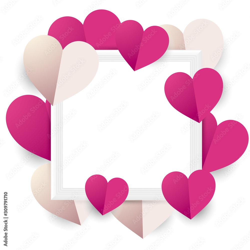 frame background of heart ornaments