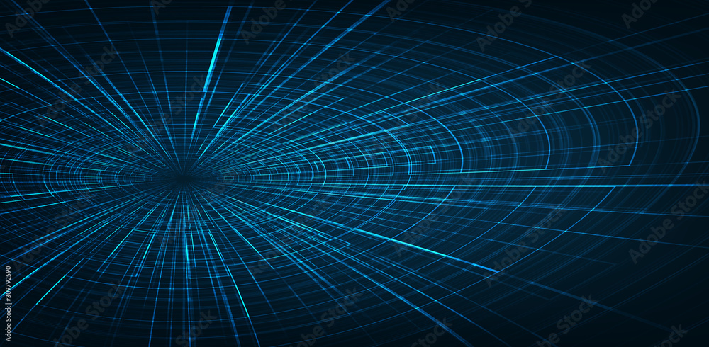 Futuristic Hyperspace speed motion on future Technology background,warp and expanding movement concept,vector Illustration.
