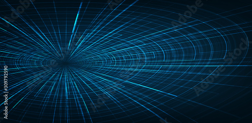 Futuristic Hyperspace speed motion on future Technology background,warp and expanding movement concept,vector Illustration.