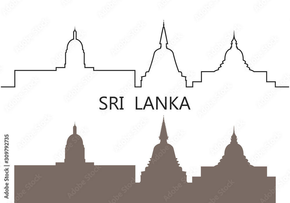 Sri Lanka logo. Isolated Sri Lanka architecture on white background