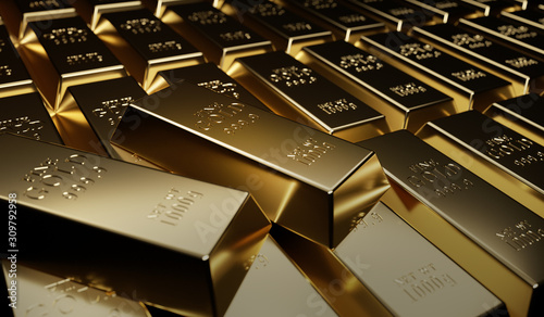 Photos Gold bullion concept about gold value, success and financial