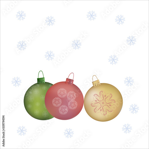 Three colored balls on the Christmas tree