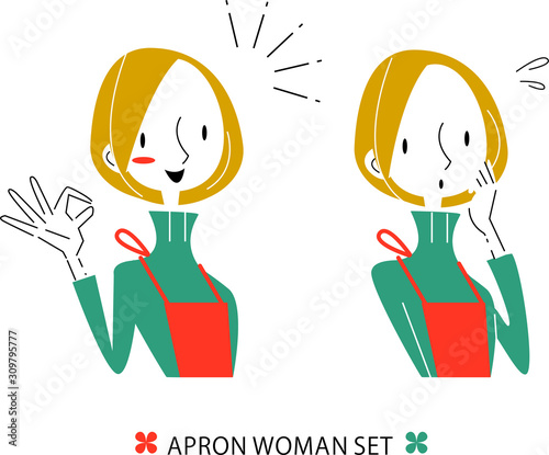 女性　エプロン　暮らしの悩み＆解決セット