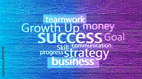 Digital Text Plan Business,Successful and strategy with arrow symbol on blue background,Team Work concept,vector.