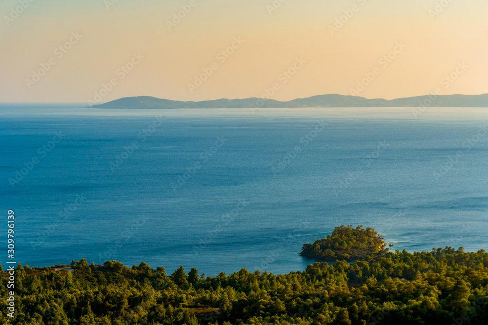 Calm expanse of the sea and the sky in Greece
