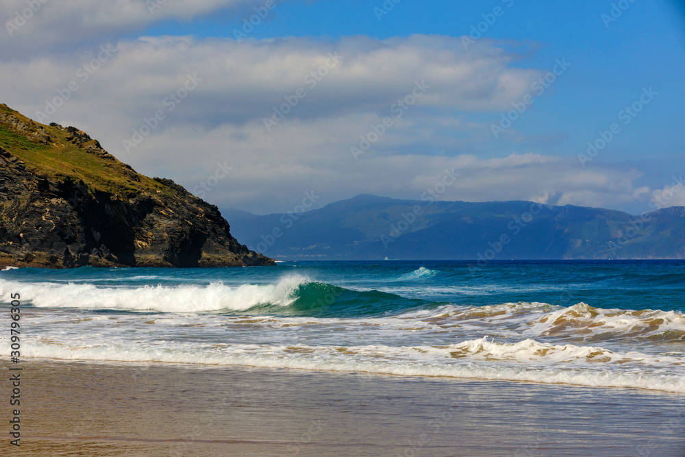 coastal scene at Playa de Esteiro in Northern Galicia