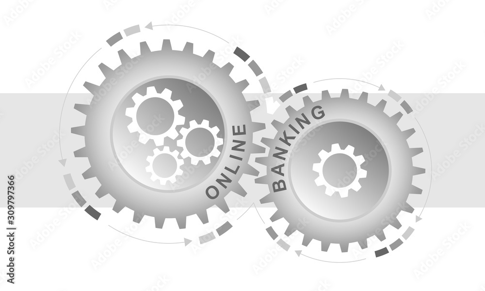 Online banking concept. Abstract background with connected gears. Vector infographic illustration. Online banking concept. Abstract background with connected gears. Vector infographic illustration.
