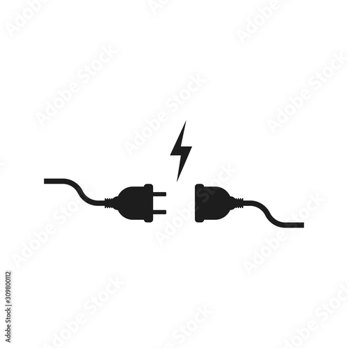 Electric plug and socket icon. Vector illustration.