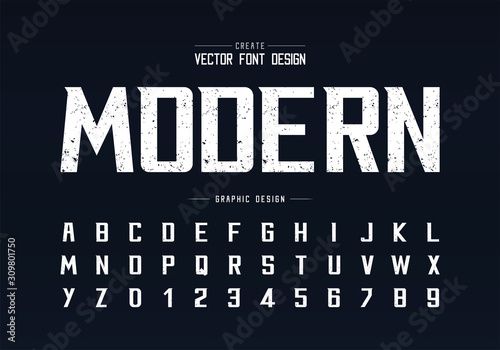 Texture font and alphabet vector, Rough bold modern typeface and letter number design, Graphic text on background