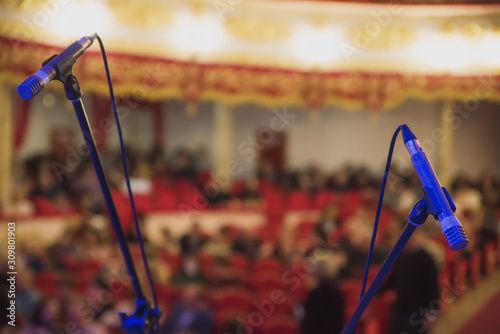 Musical instruments before the concert of the Symphony orchestra