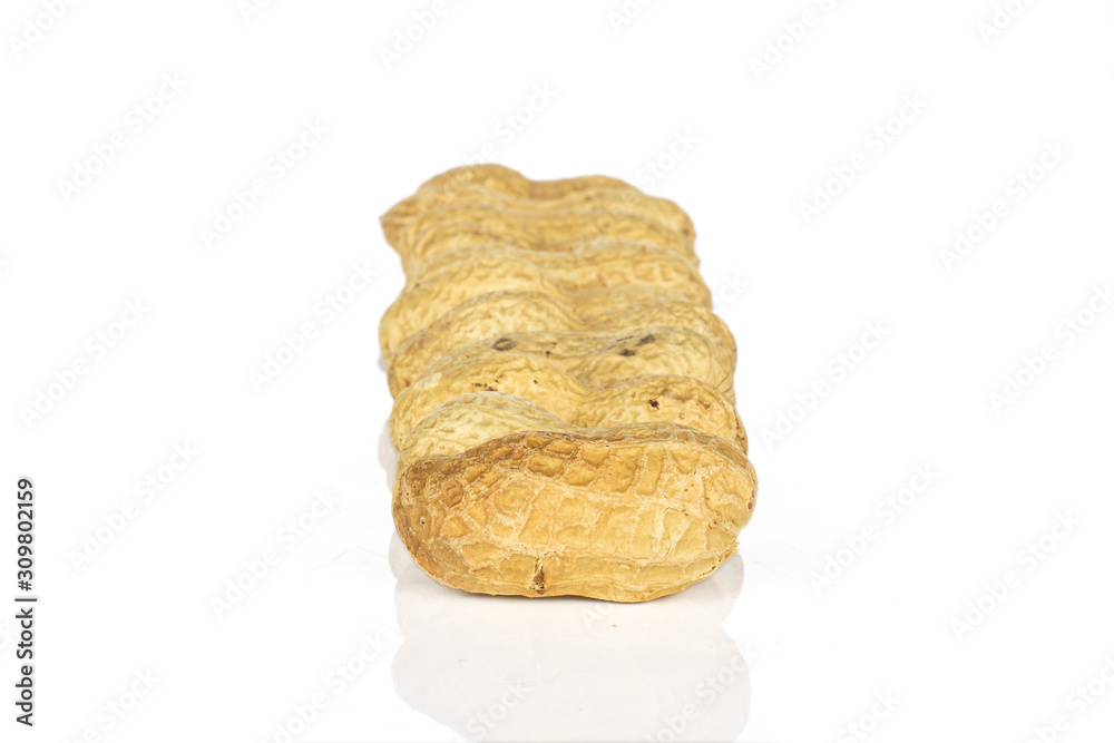 Lot of whole light tasty beige peanut isolated on white background Lot of whole light tasty beige peanut isolated on white background