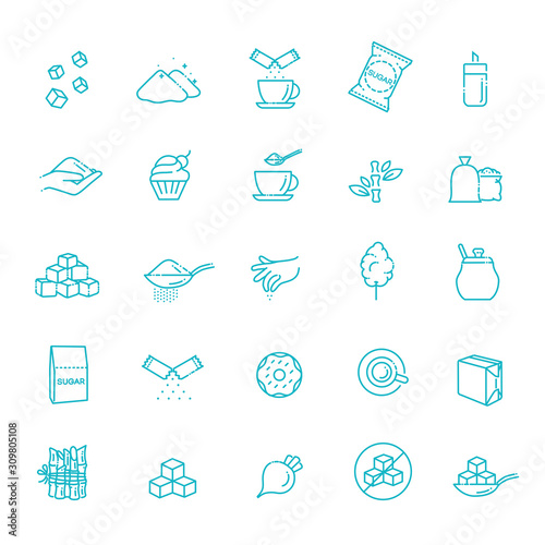 Sugar icon set in thin line style