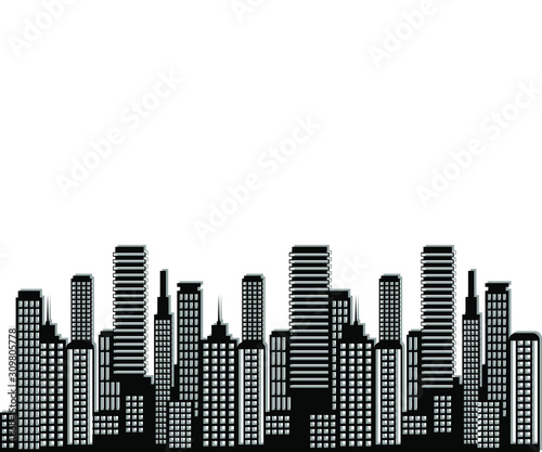 Paper city skyline. 3d Urban origami cityscape with white papercut modern houses and skyscrapers. Abstract megapolis vector panorama scene. Cityscape town, building urban graphic origami illustration © ahmad
