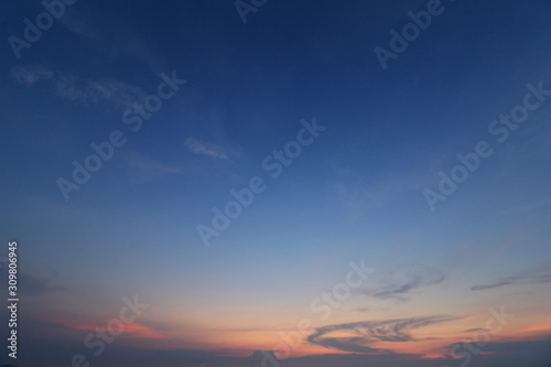 The beautiful light of the sunset at the sea. Mae Ramphueng Beach, Taphong Subdistrict, Mueang Rayong District, Rayong Province, Thailand