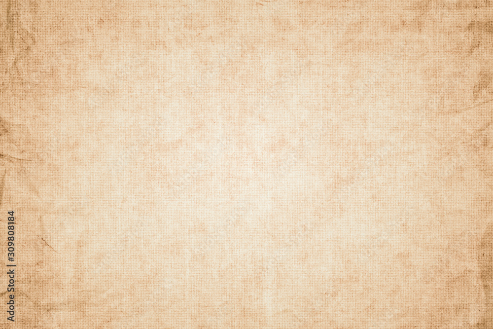 Brown color old crumpled grunge vintage retro paper texture background with space for wall paper, screen cover, page, work sheet, season paperwork, or Christmas festival card