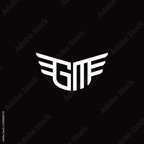 GM logo monogram emblem shape with wings style ribbon design template