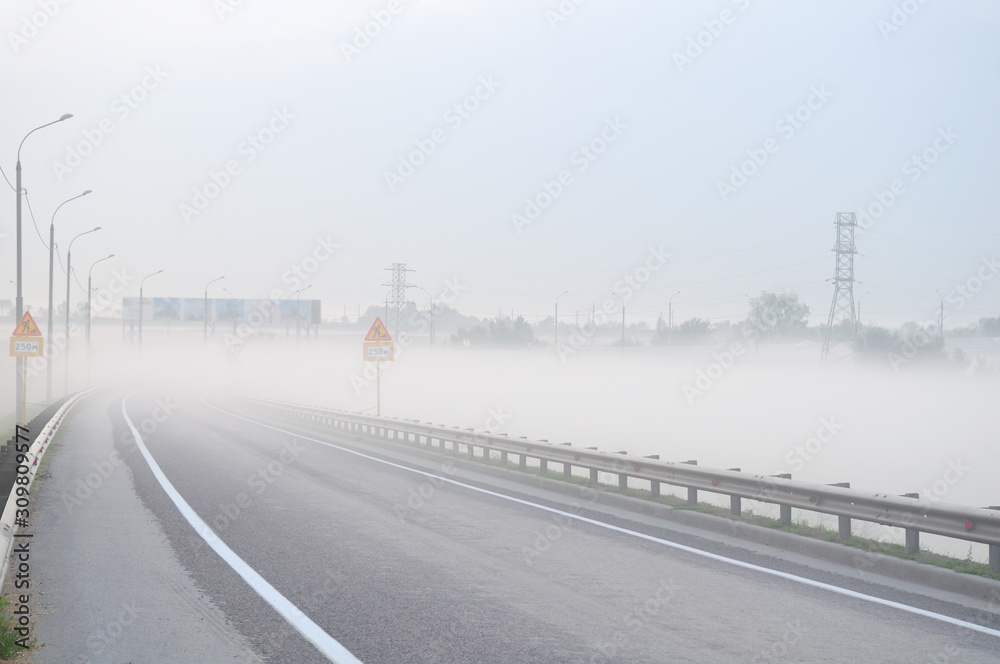 Fog on the highway Fog on the highway