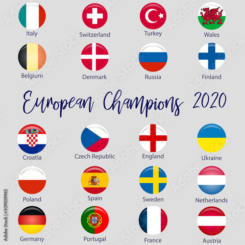 Free Download Flags of countries participating in the European Football Championship 2020, soccer ball - GFXLoad