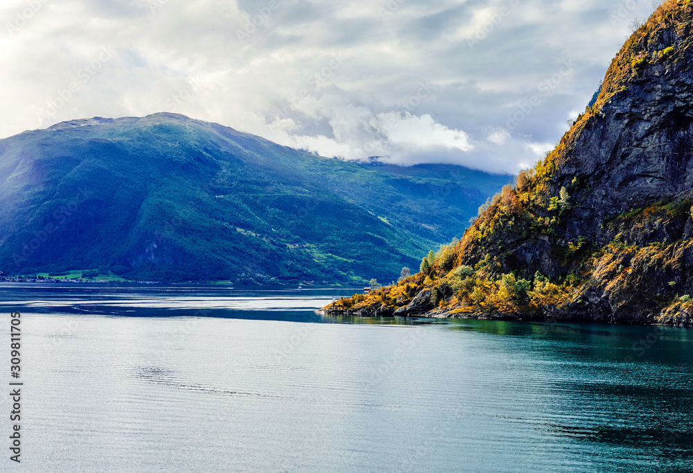 beautiful landscape of Norwegian fjords in summer